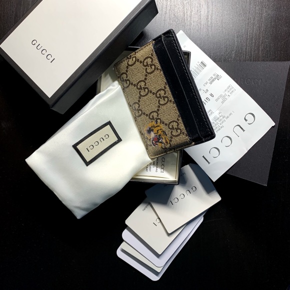 Gucci Card Case Monogram GG Tiger print - Picture 1 of 3